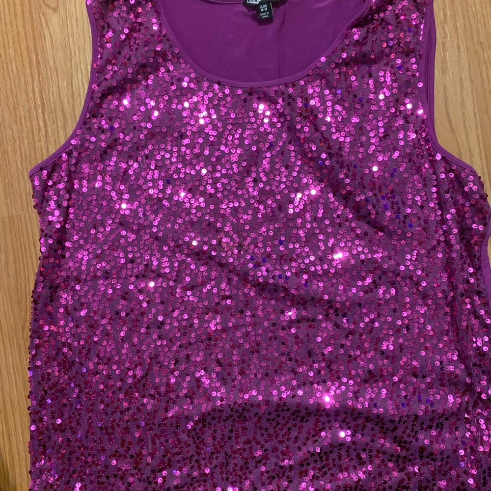 Purple tank top sequin blouse